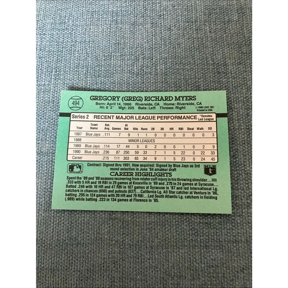 1991 Donruss Toronto Blue Jays Baseball Card Trading Card
